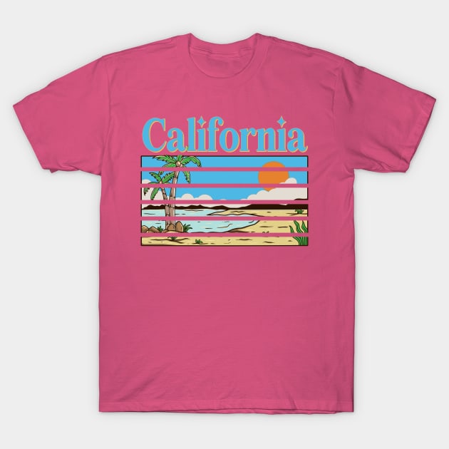 California Vacation Beach Retro Graphic T-Shirt by Surfer Dave Designs